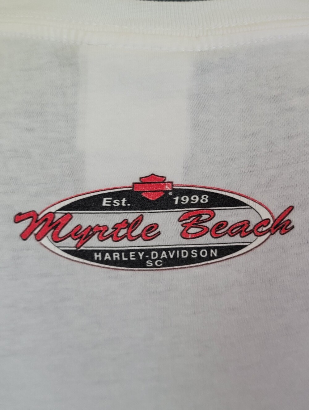 Harley-Davidson White Long Sleeve Tee with Red Rose and Black Winged Graphic - Picture 7 of 7
